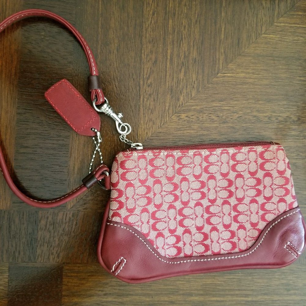 Red Coach Signature Wristlet